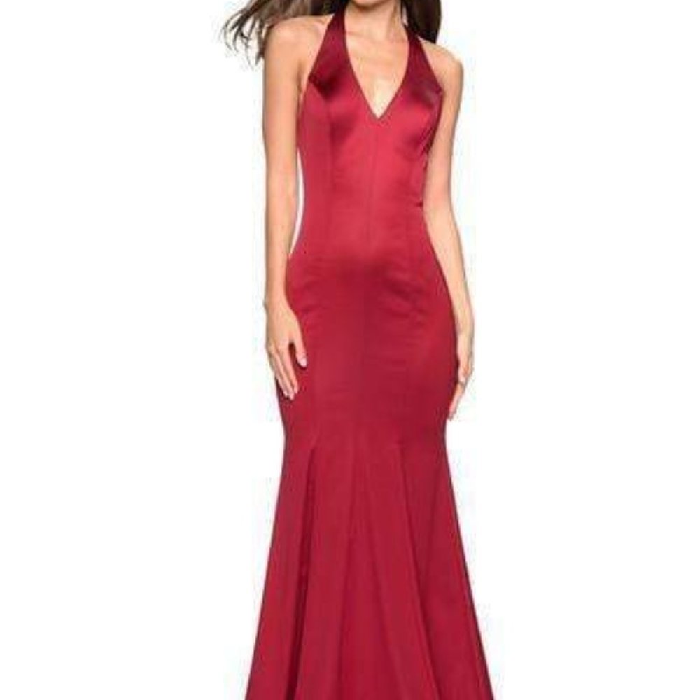 La Femme - Plunging Halter Trumpet Evening 27653SC